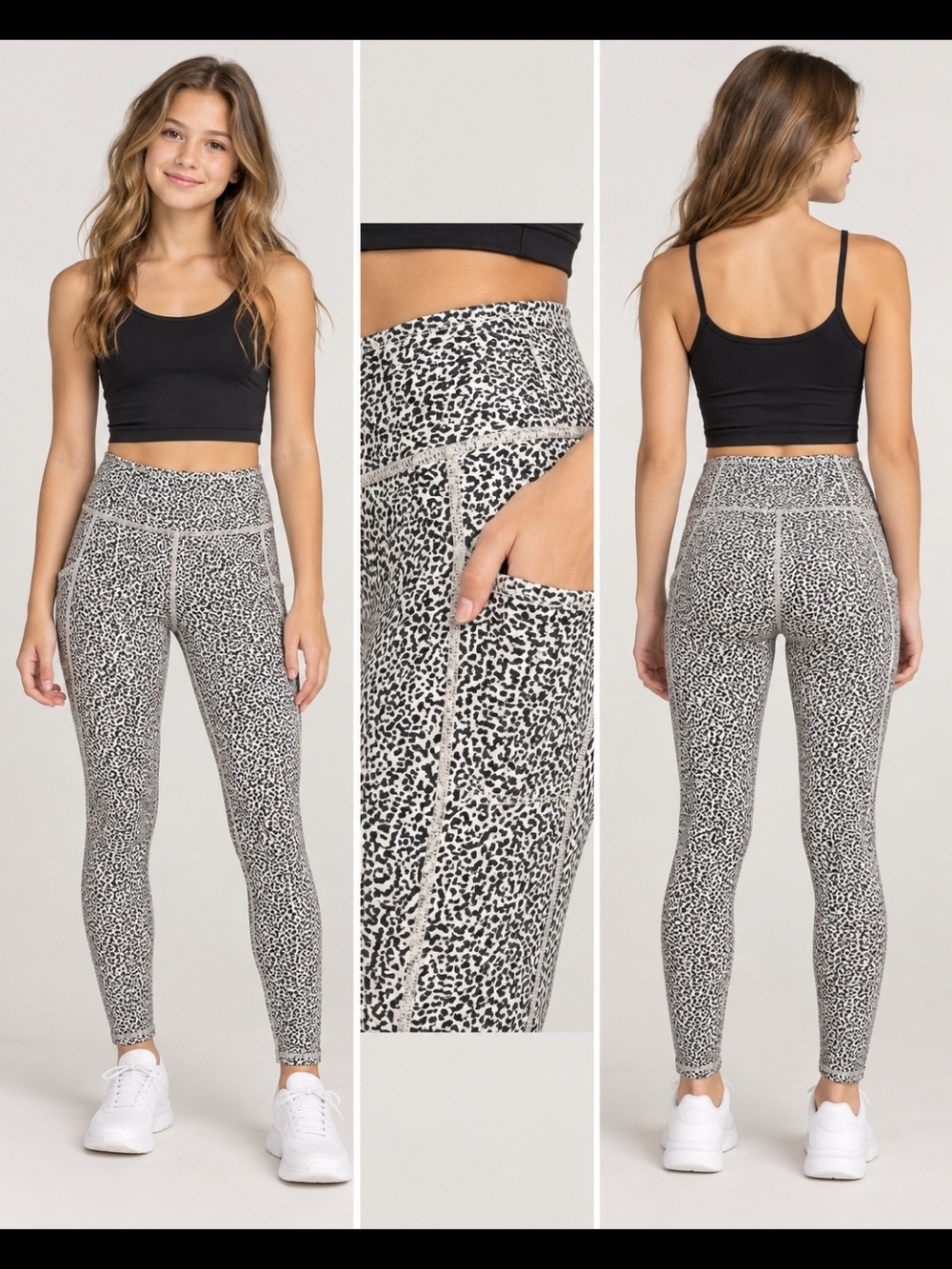 Athleta High-Waist Animal Print Legging Pants - Black & White